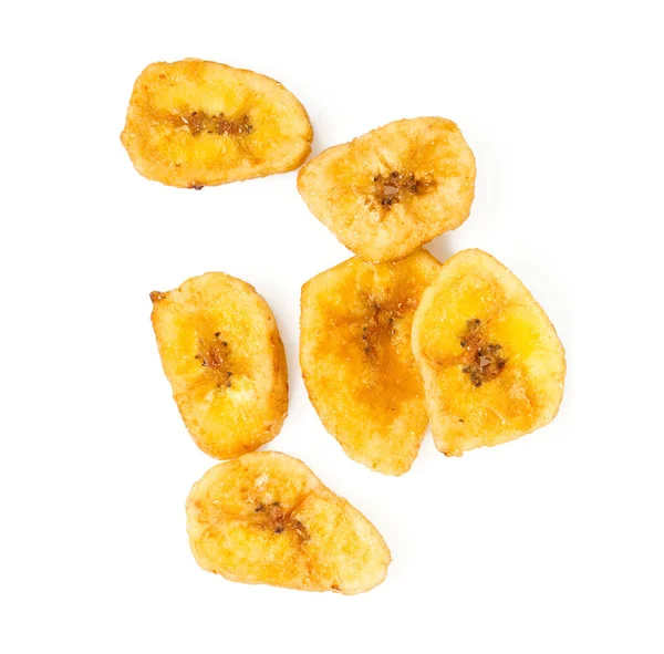 Chips Banana Isolados Branco — Fotografia de Stock