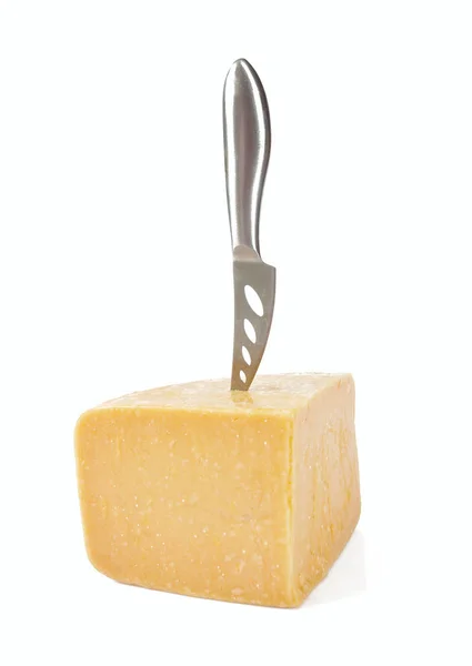 Formaggio Parmigiano Isolato Bianco — Foto Stock