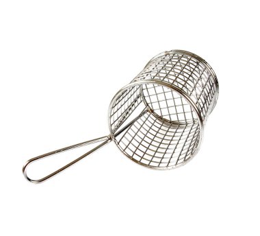 Yuvarlak metalik sepet beyaz izole