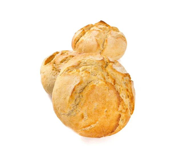 Frisches Brötchen Isoliert Auf Weiß — Stockfoto