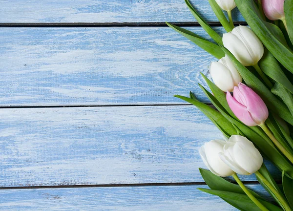 White Tulips Wooden Surface — Stock Photo, Image