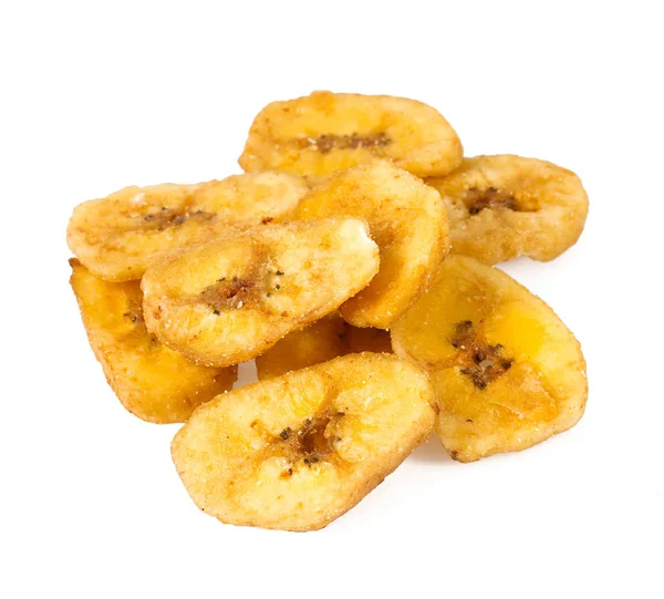 Chips Banana Isolados Branco — Fotografia de Stock