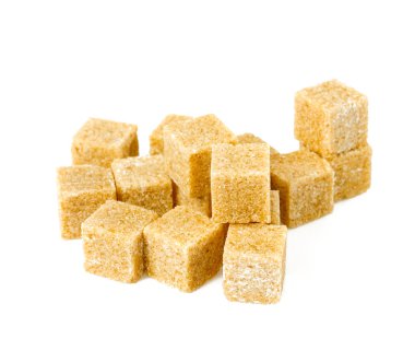 beyaz izole kahverengi şeker cubes