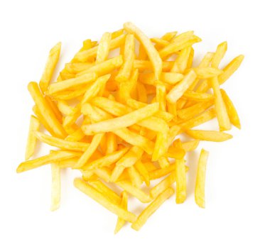 Kızarmış patatesler beyaz üzerine izole