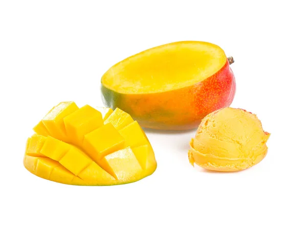 Mango Ice Cream Isolated White — Stock Photo, Image