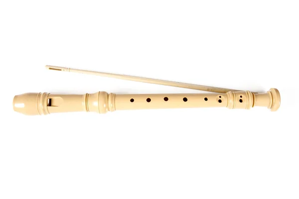 Wooden Flute Isolated White — Stock Photo, Image