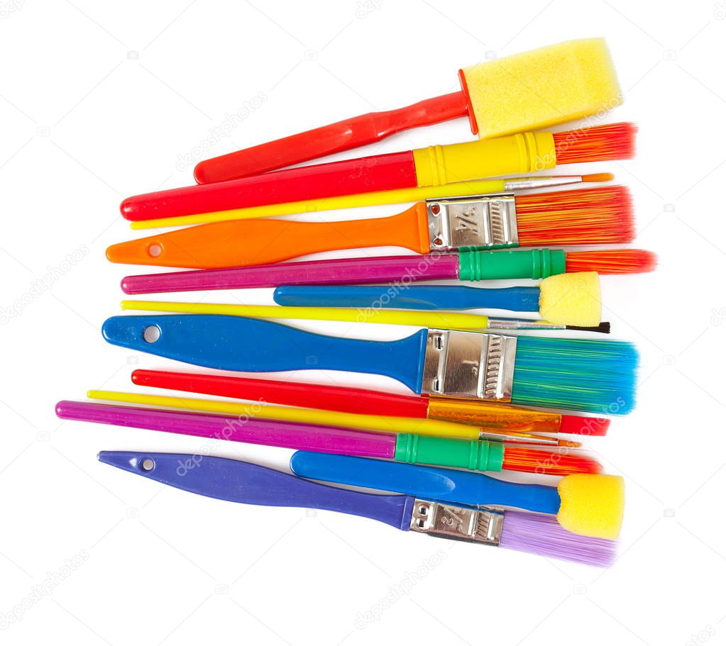  colorful paintbrushes isolated on white