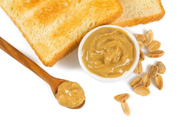 Fıstık ezmesi üzerine beyaz izole