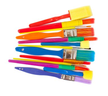  beyaz izole renkli boya fırçaları