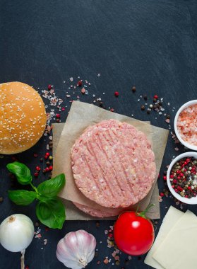 Hamburger köftesi ve baharatlar