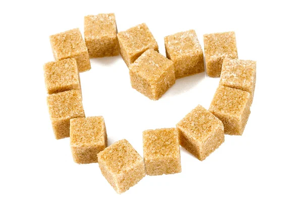 Brown Sugar Cubes Isolated White — Stock Photo, Image