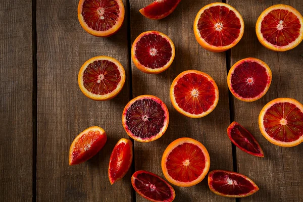 Laranja Sangue Superfície Madeira — Fotografia de Stock