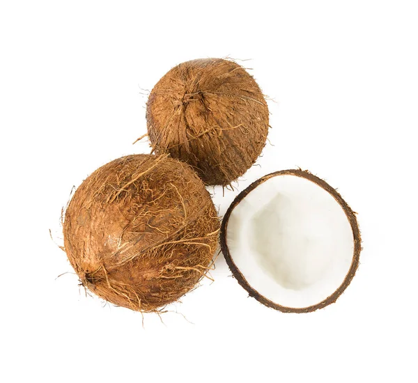 Kokosnöt Isolerad Vitt — Stockfoto