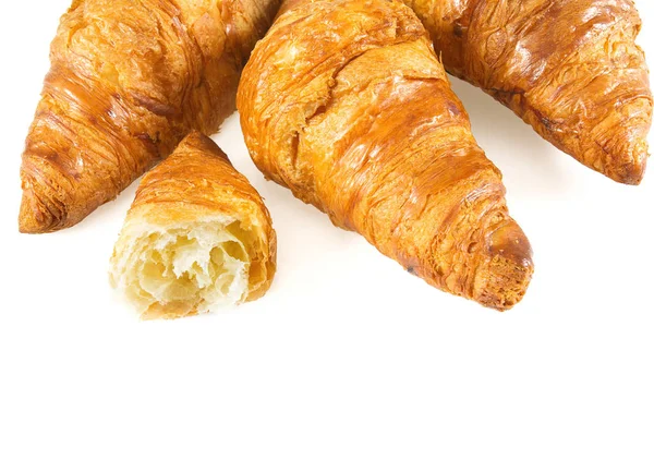 Čerstvý Croissant Izolovaný Bílém — Stock fotografie