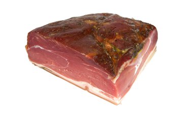 İtalyan speck üzerinde beyaz izole