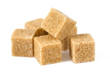 beyaz izole kahverengi şeker cubes