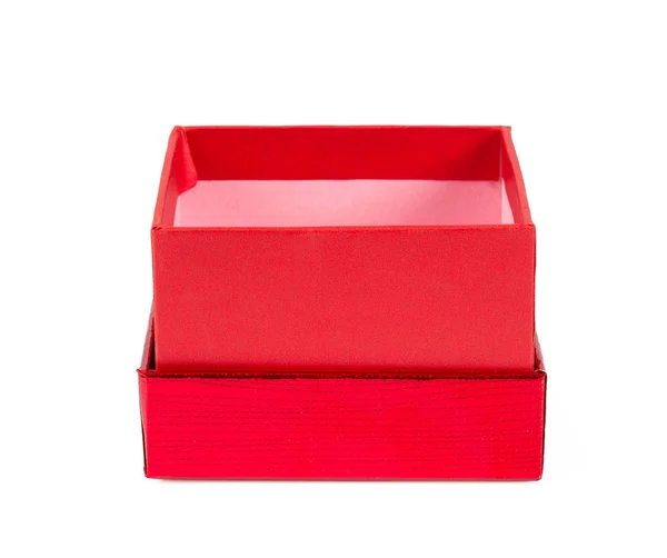 Caixa Presente Vermelho Isolado Branco — Fotografia de Stock