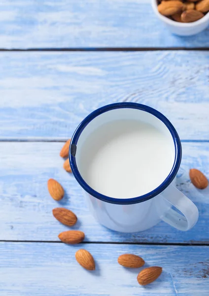 Almond Milk Wooden Surface — Stock Photo, Image