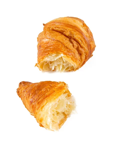 Čerstvý Croissant Izolovaný Bílém — Stock fotografie