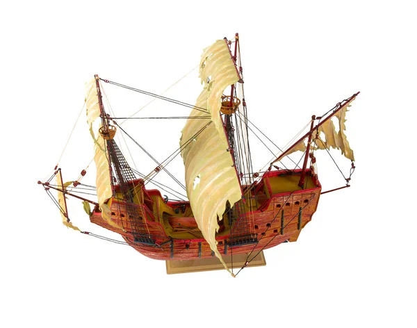 Модель Корабля Изолирована Белом — стоковое фото