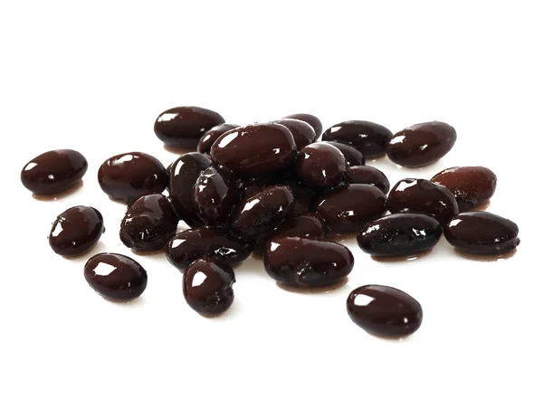 Frijoles Negros Hervidos Aislados Blanco — Foto de Stock