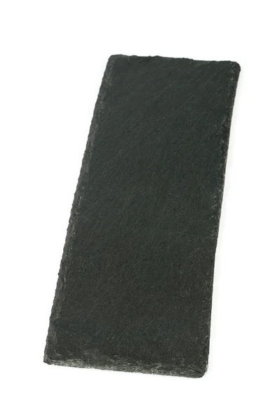 Black Stone Plate Isolated White — Stock Photo, Image