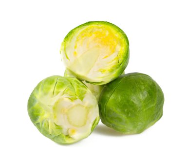 Beyaz arka planda Brüksel lahanası