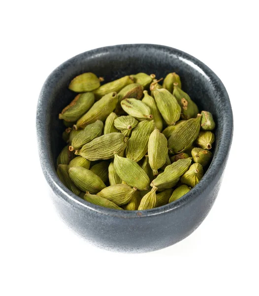 Vainas Cardamomo Tazón Negro — Foto de Stock