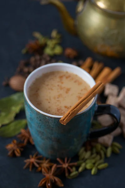 Masala čaj s různými kořením — Stock fotografie