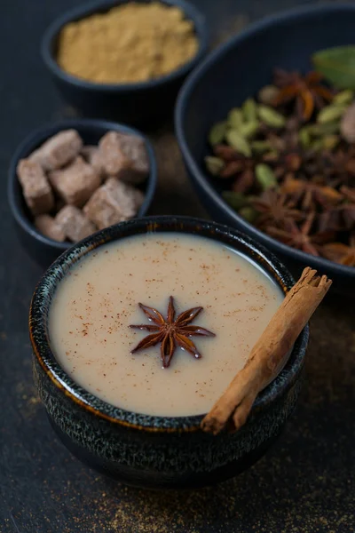 Masala čaj s různými kořením — Stock fotografie
