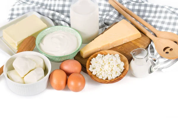 Dairy products isolated on white background — Stock Photo, Image