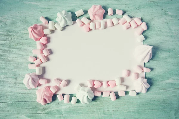 Rám Sladkého Marshmallow Bonbónů — Stock fotografie