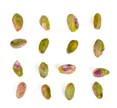 beyaz izole soyulmuş Antep fıstığı