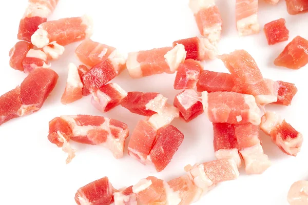 Bacon Kuber Isolerade Vit Bakgrund — Stockfoto