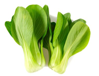 Beyaz arka planda taze pak choi lahanası