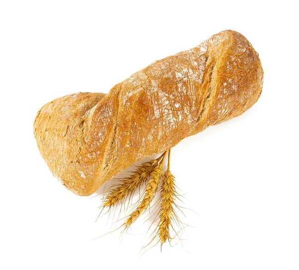 Italiaanse Ciabatta Brood Met Graan Oren Geïsoleerd Wit — Stockfoto