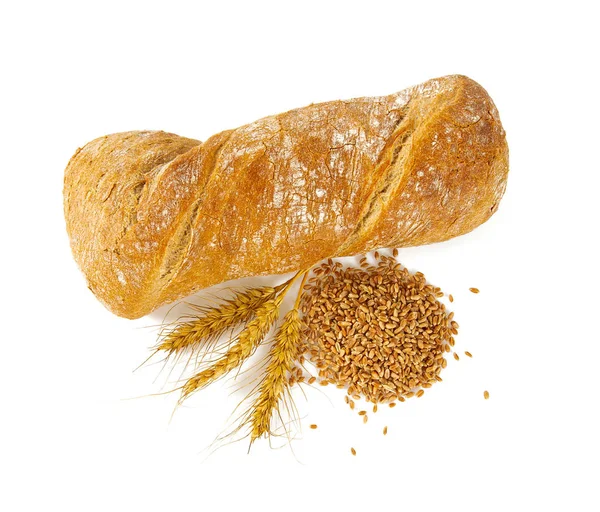 Italský Chléb Ciabatta Ušima Izolovanými Bílém — Stock fotografie