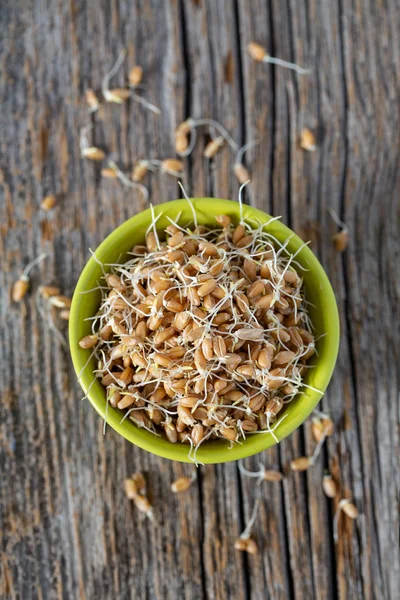 Germi di grano sulla superficie di legno — Foto Stock