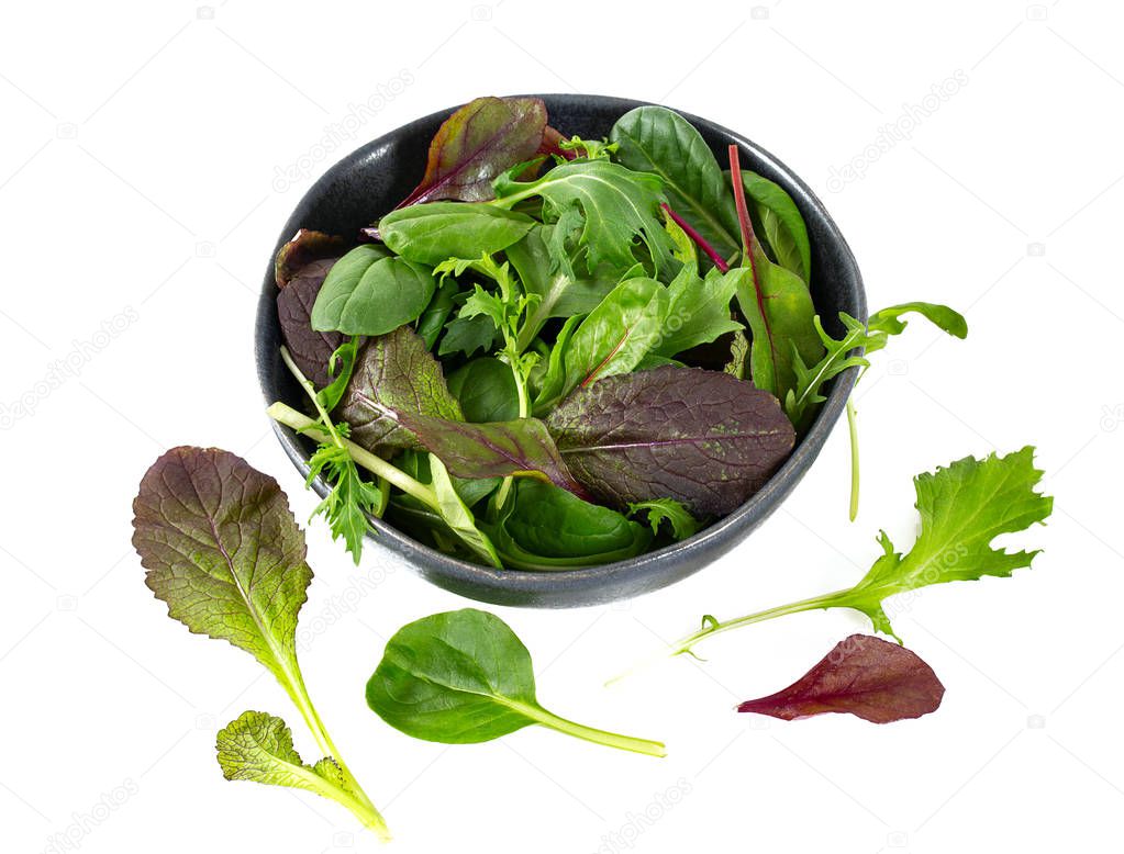 lettuce mix isolated on white background