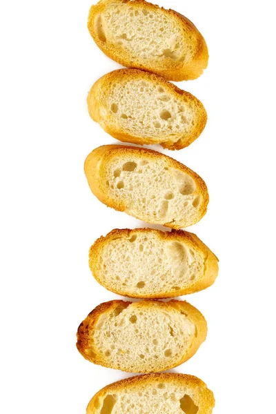 Geroosterd Stokbrood Plakjes Geïsoleerd Wit — Stockfoto