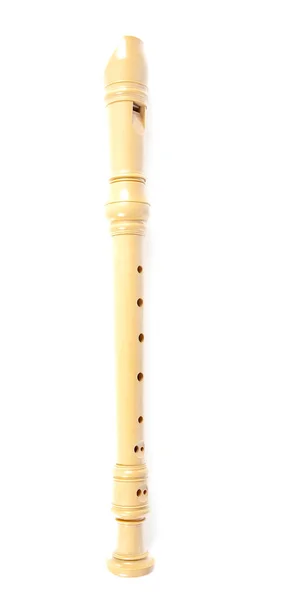 Flauto in legno isolato su bianco — Foto Stock