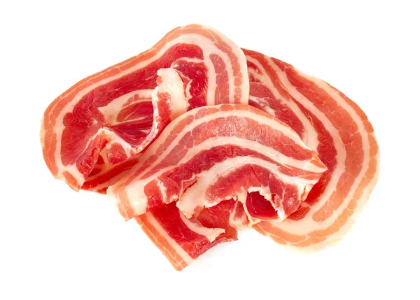 Zblízka slaniny italskou pancettou, samostatný — Stock fotografie
