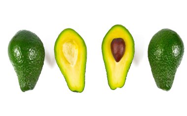 avokado beyaz arkaplanda izole edildi