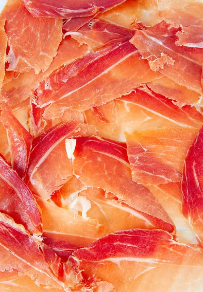 Spanska Jamon Serrano isolerade på vitt — Stockfoto