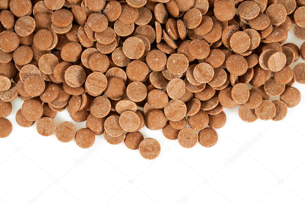chocolate chips isolated on white