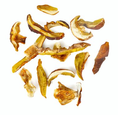 beyaz arka plan üzerinde izole kurutulmuş boletus edulis
