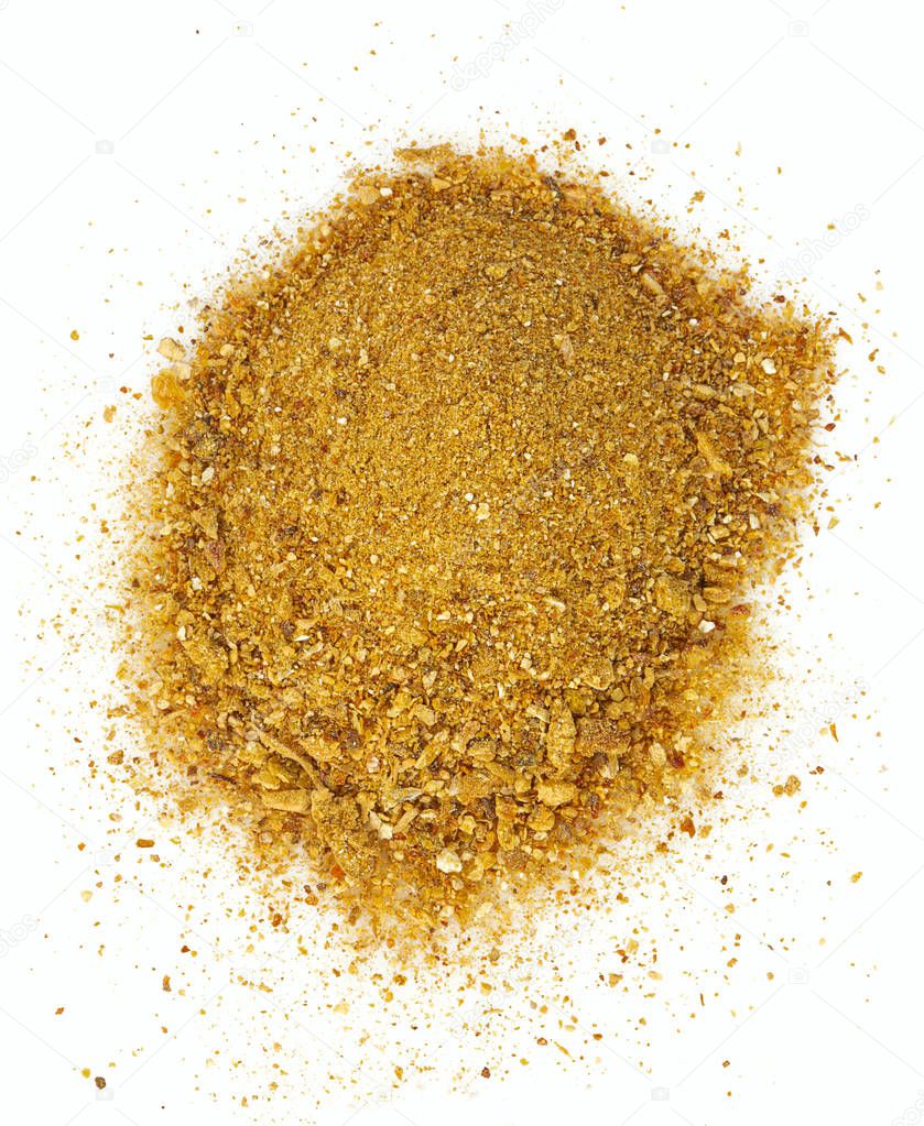dried boletus edulis powder isolated on white background