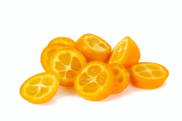 Fruta Kumquat Fresca Isolada Sobre Fundo Branco — Fotografia de Stock