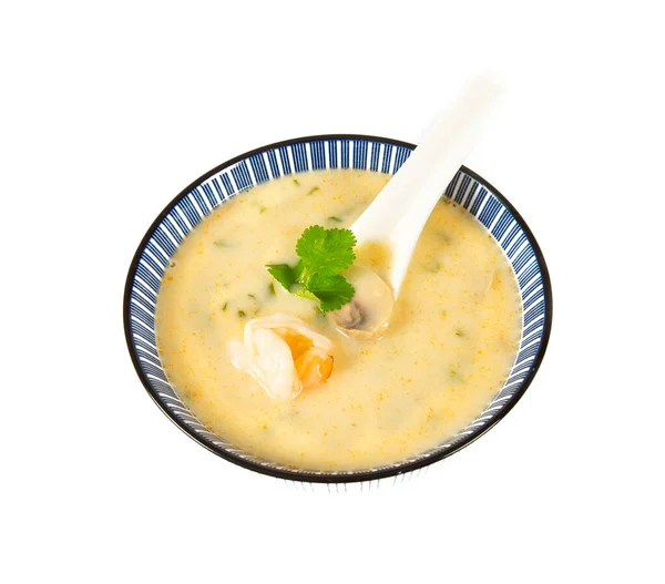 Hot Coconut Mushroom Shrimp Soup — Stock Photo, Image