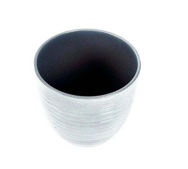 Vaso Fiori Grigio Isolato Sfondo Bianco — Foto Stock